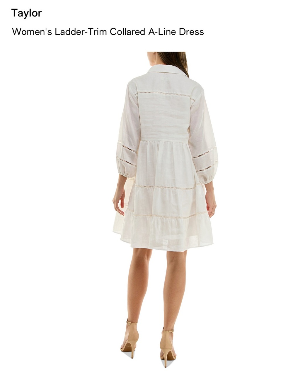TAYLOR Ivory Tiered Linen Blend Midi Dress – Size 10 – NWT - Picture 11 of 15